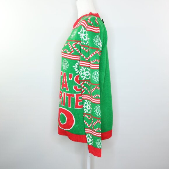 FollowMe Ugly Christmas Sweater Santas Favorite Ho Green Red White - Picture 6 of 13